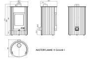 Masterflamme Grande I Kaminofen Maßblatt