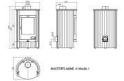 Masterflamme Medie I Kaminofen Maßblatt