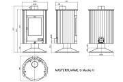 Masterflamme Medie II Kaminofen Maßblatt
